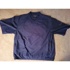 Men's FOOTJOY DryJoys Navy Blue Short Sleeve Wind Rain Shirt Jacket Size Large L